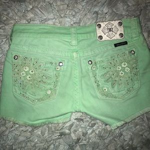 Miss Me Green Jean Shorts, Size 27